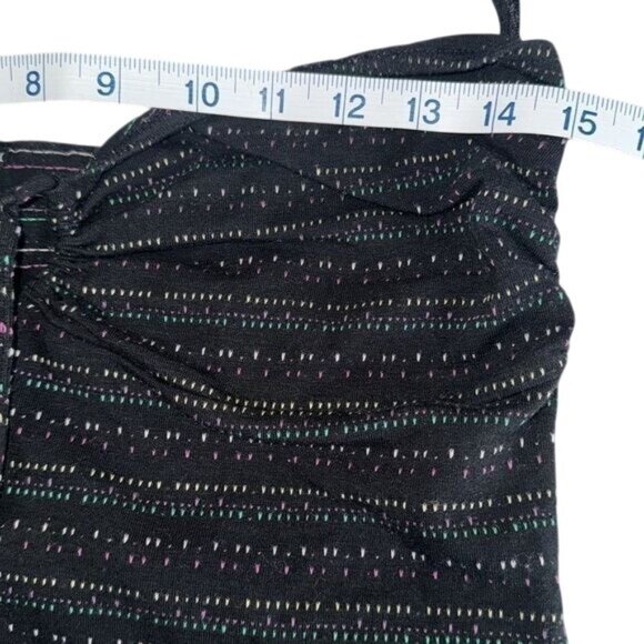 Hurley Black Spaghetti Strap Ruched Tank Top With Multicolor Stitching Womens Si - Picture 6 of 7